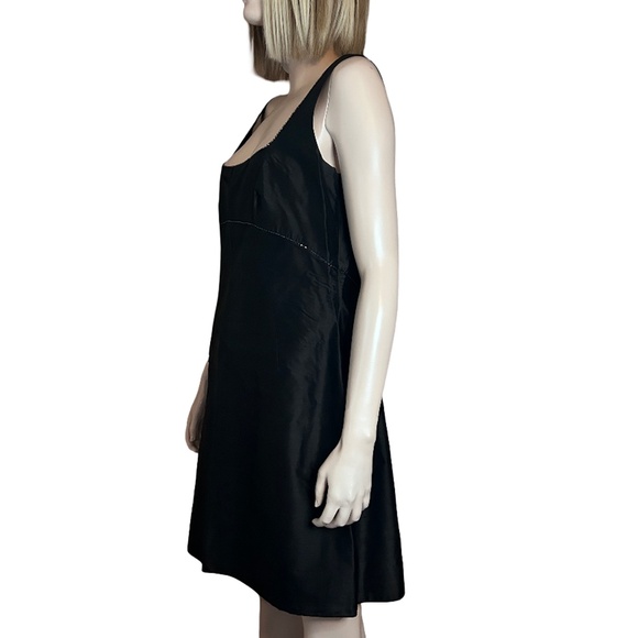 Tahari 100% Silk Little Black Dress Cocktail Beading Detail Square Neckline NWOT - Picture 6 of 14